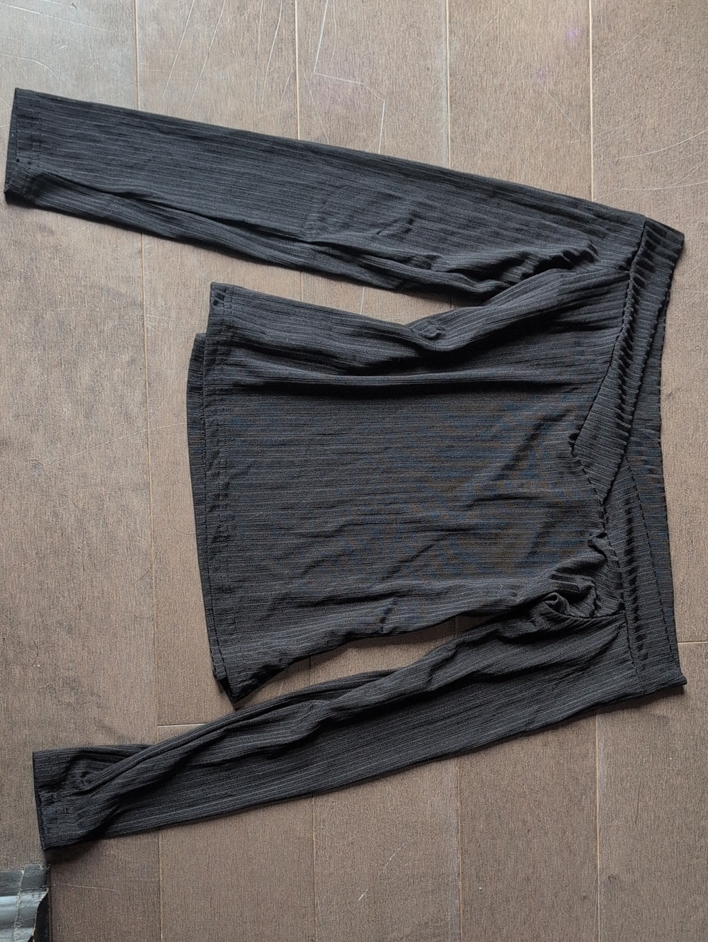 Missguided Black Off-Shoulder Ribbed Long Sleeve Top
